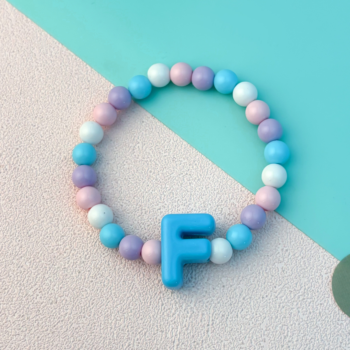 Playful Cartoon Macaron Multicolor Letter Elastic Bracelet