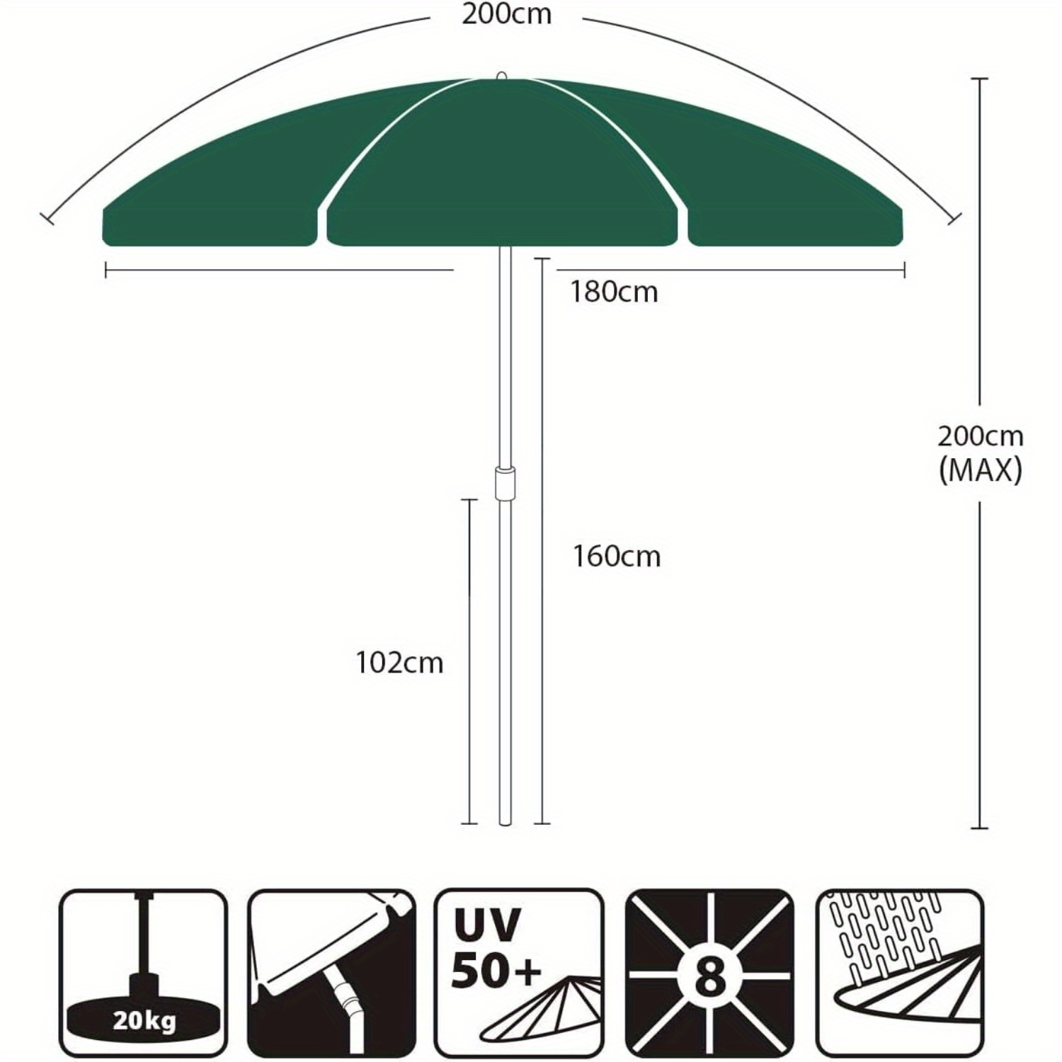 Sunula Parasol Balcony 200cm