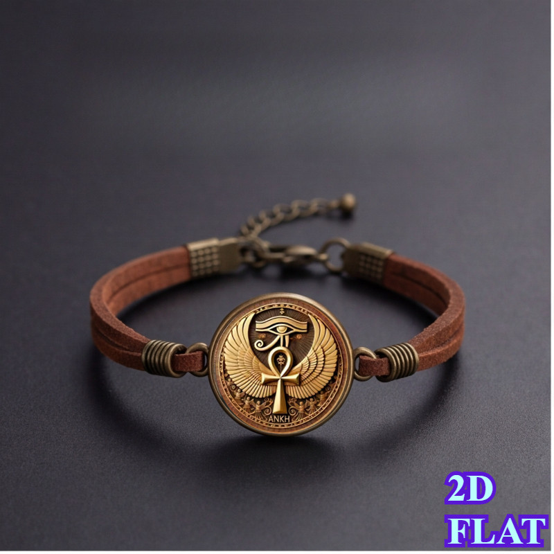 TEMU Bracelet Rétro 2D 'Ancien Ankh Égyptien et Œil d'Horus - Un de Cadeau Idéal pour les Passionnés de / et d'Histoire ! Comprend un Ankh Croix, un