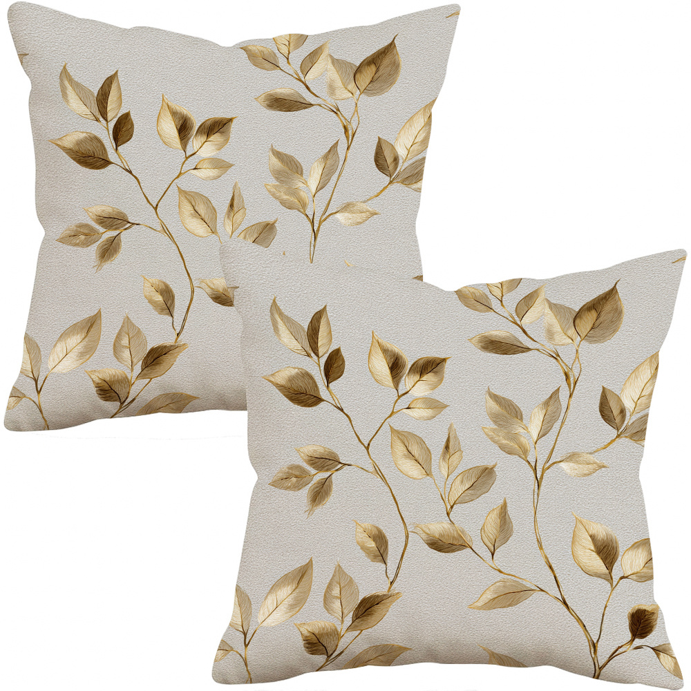 TEMU 2pcs, Print Pillow Covers, Natural And Elegant Style, Autumn Decorative Cushion Cases, Machine Washable Zipper Closure, Polyester Fabric, Soft