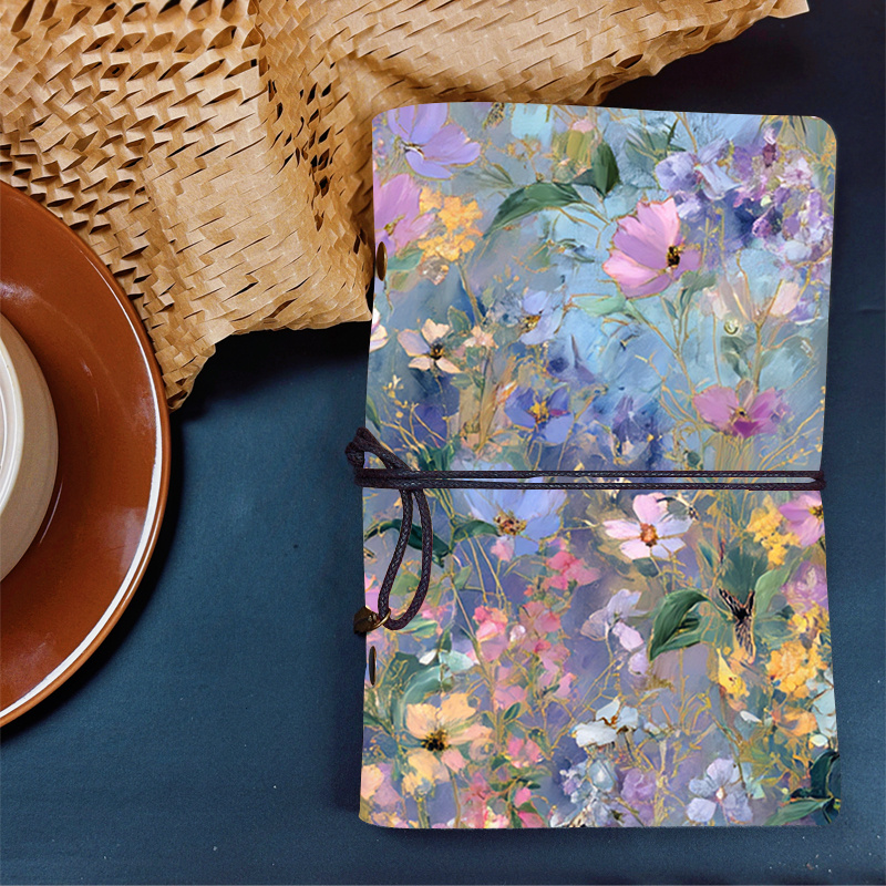 TEMU Contemporary Design Handmade Notebook Versatile For Sketching Work And Collections With Flowers, Leaves, And Small Insects