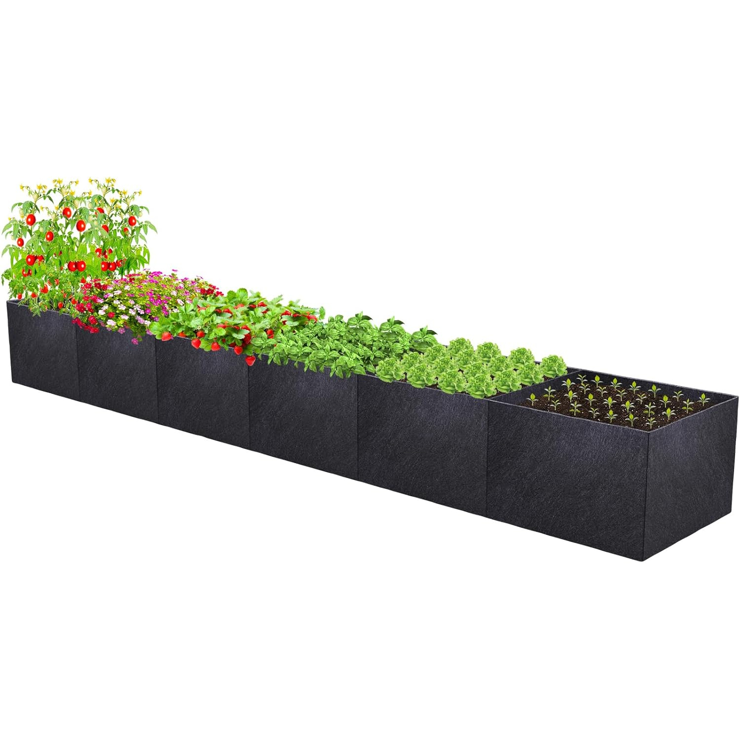 E-shop 12X2X1Ft Hochbeet aus Stoff - Outdoor-Pflanzkasten aus Vliesstoff zum Anbauen von Kräutern, Blumen und Gemüse