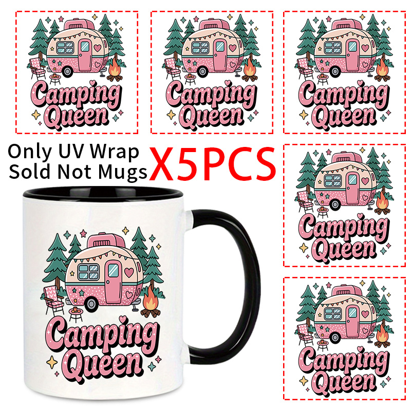 TEMU 5pcs/set, Sports Theme , Forest, Campfire Pattern Decorative Sticker, Art Decoration Sticker, Uv Dtf Transfer Decal, Mug, Glass Cup, Phone Case