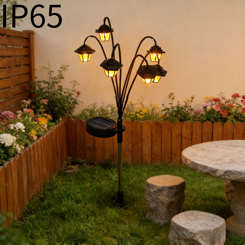 E-shop 1 Solar-Laterne für den Außenbereich, ausgestattet mit 6 warmweißen LEDs, im Retro-Gartenstil, geeignet für Hof- und Wegbeleuchtung, sehr gut