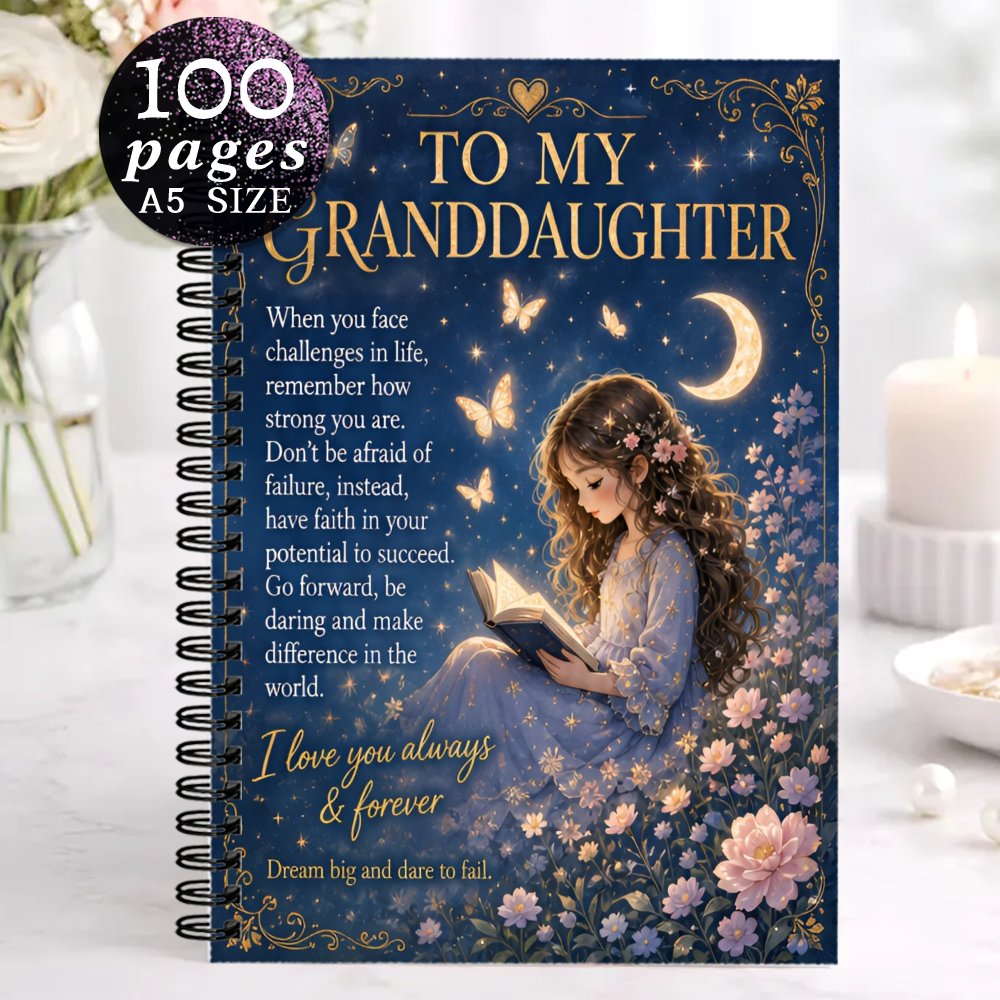 TEMU 1pc 21x14.5cm To My Granddaughter Spiral Notebook, Inspirational Journal, Suitable For Office School Daily Writing, Ideal Birthday Graduation