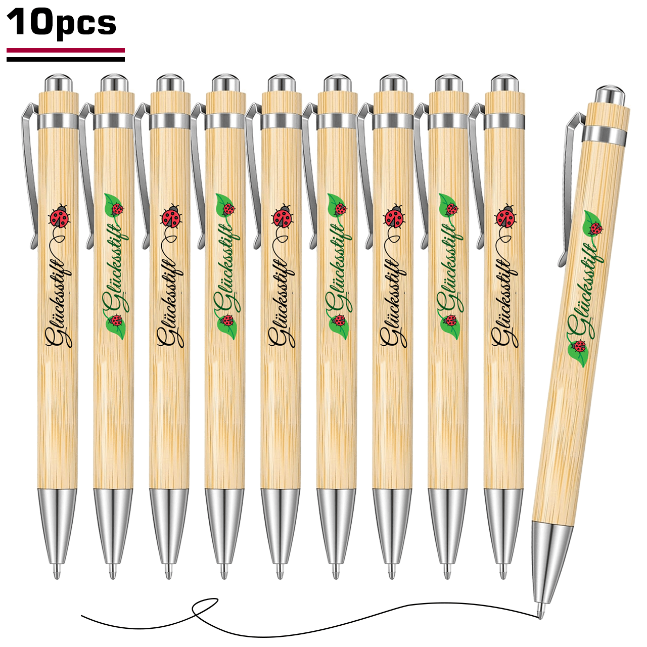 Set Of 10 Ballpoint Pens Featuring Ladybug Designs - Smooth Black Ink Pens Ideal For , Educational Use, And Office Supplies