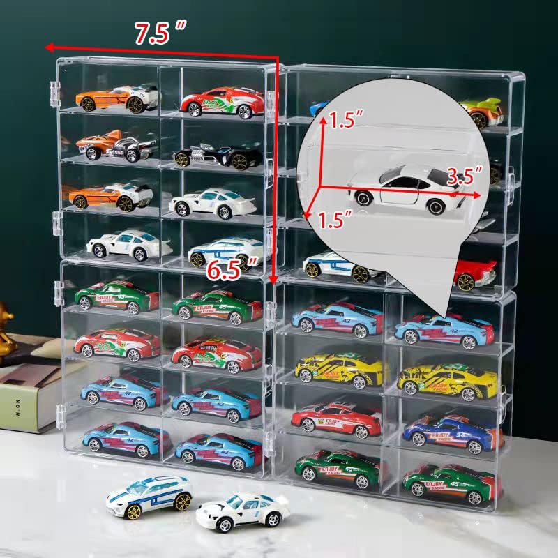 TEMU 2pcs Clear Diecast Car Display Case With Individual Compartments-stackable Dustproof Storage Box For Toy
