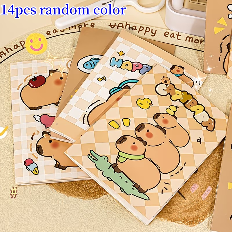 TEMU 14pcs Random Color Capybara Memo Pad Pocket Notebook, For Office Meeting Minutes, , Back-to-, School And Office Supplies, Birthday Gifts And