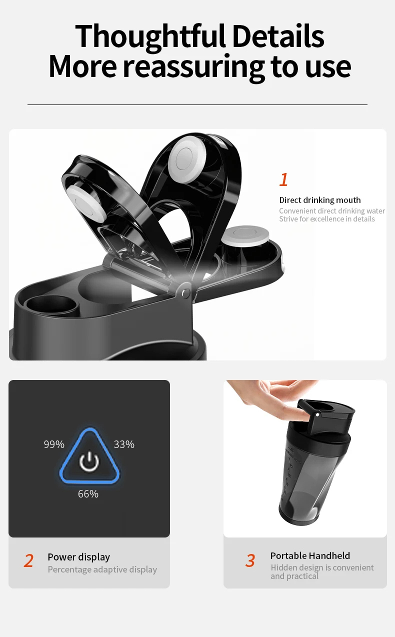 Portable Electric Juicer | 700ML Multifunctional USB Rechargeable Shake and Smoothie Mixer with Outdoor Mixing Cup, Stainless Steel Blades, Lithium Battery-18650 Series