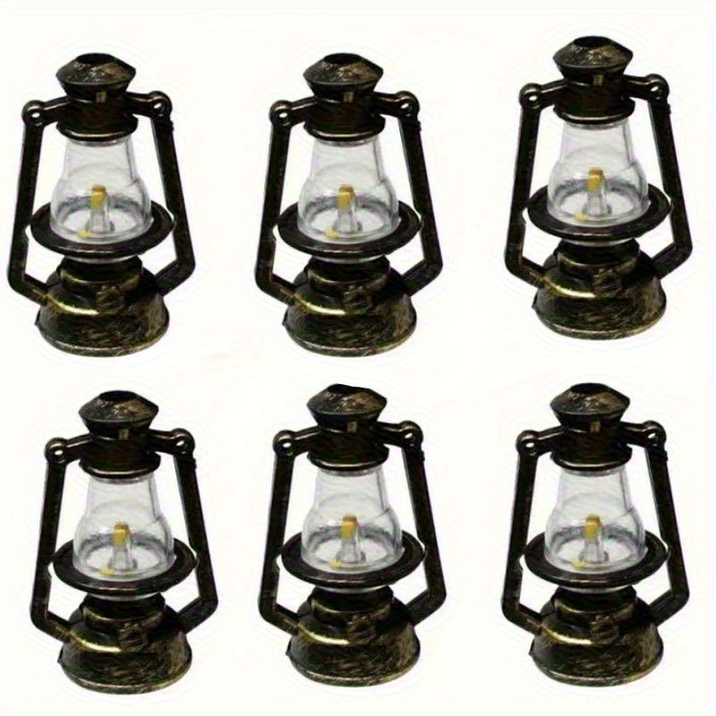 Image of [6pcs Mini Oil Lamp] 6pcs/12pcs Mini Oil Lamp Decorations, Fairy Garden Additions, Home Decoration, Perfect For Indoor, Outdoor, Patio, Garden, Succulents And Dollhouse Decoration, Best For Christmas