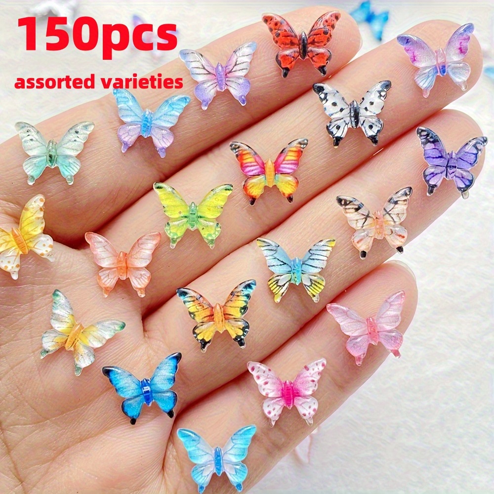 E-shop 150 Mini Harz Schmetterling Serie Dekorationen, Bunte Insekten-Schmuck, Geeignet für Nagelkunst, Scrapbooking, Haarspangen, Schmuckherstellung