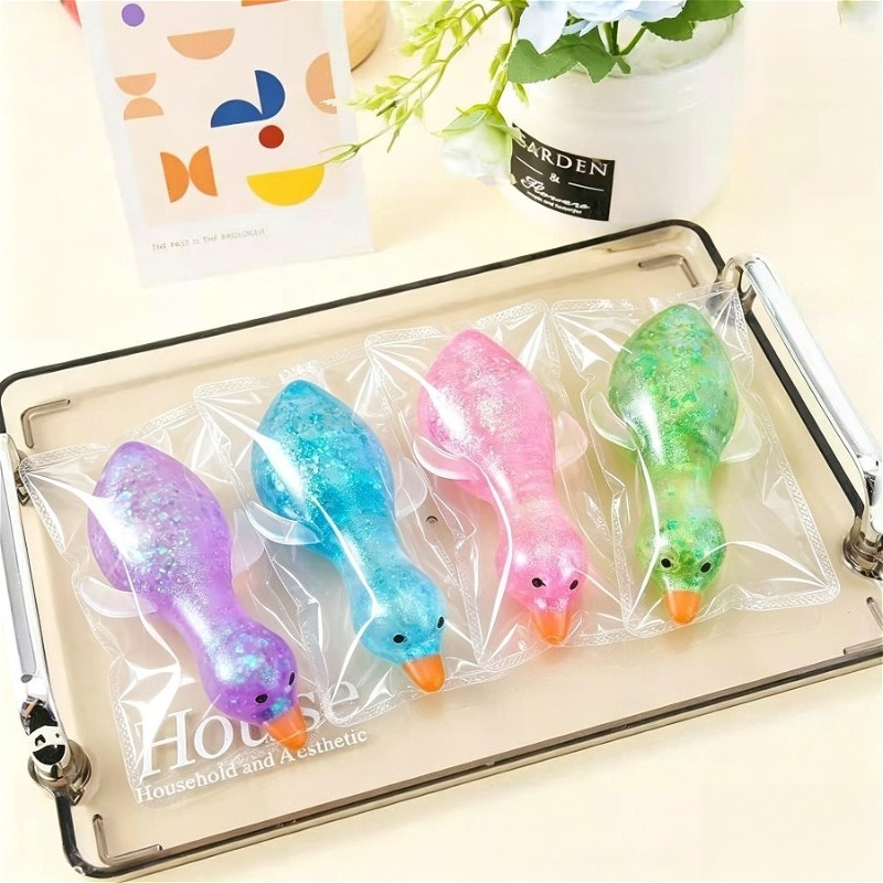 Shiny Colorful Duck Pinch Music Squeeze Toy