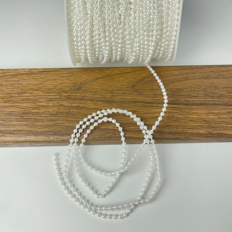TEMU de de de cadena de hilo con cuentas de perlas de redondas para manualidades, bricolaje, decoración de ramo de novia de boda, accesorios de