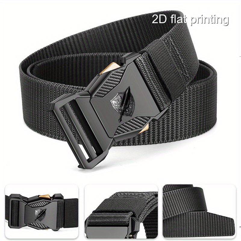 Men's Tactical Canvas Belt with Shield Dagger Buckle