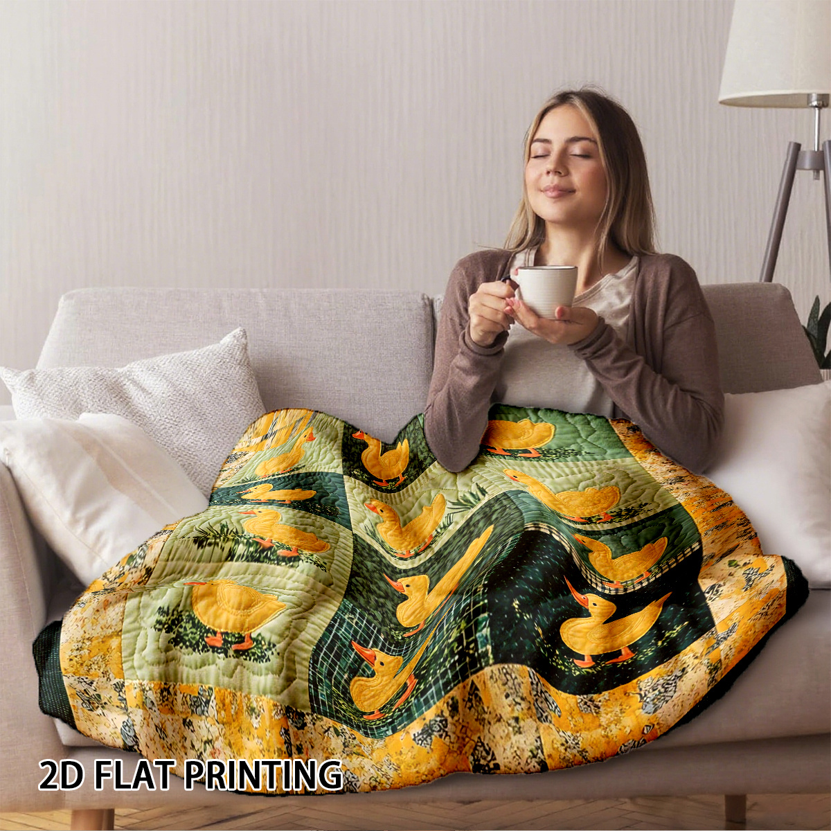 TEMU 1 Comfortable And Cute Little Yellow Duck Pattern Flannel Blanket - 2d , Warm, Soft, And Pilling-resistant, Machine Washable, Plush Shawl, Bed