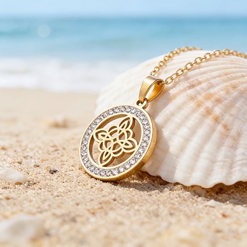 Celtic Knot Pendant Necklace with Synthetic Zircon