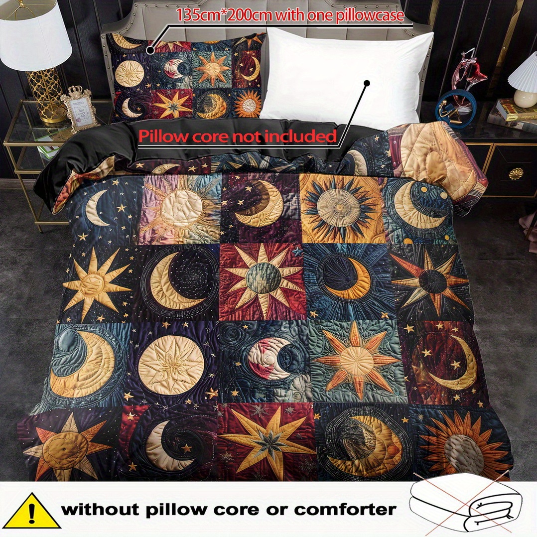 E-shop 2/3-teiliges Bettbezug-Set, Sonnen- und Druck-Bettbezug-Set, King Bettwäsche, Polyester Maschinenwaschbar, Steppdecken-Dekoration, Schlafzimmer