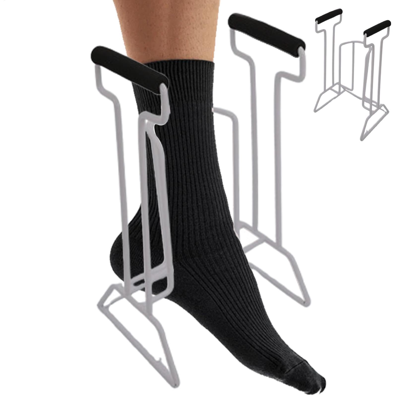 Image of Sock Aid With A Long Handle Designed For Elderly And Disabled Individuals - A Non-slip Tool That Allows For Easy Dressing Without The Need To Bend