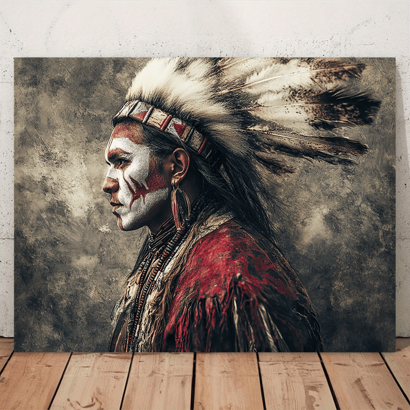 native american traditional attire canvas art print wooden Temu