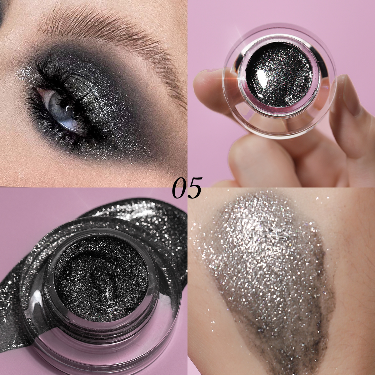 4 kom./6 kom. Gotički Cosplay Makeup Set - Višebojne Sjenke za Oči, Eyeliner Stamp, Puder, Crni Ruž i Glitter za zabave, Noć vještica, Cosplay izgled