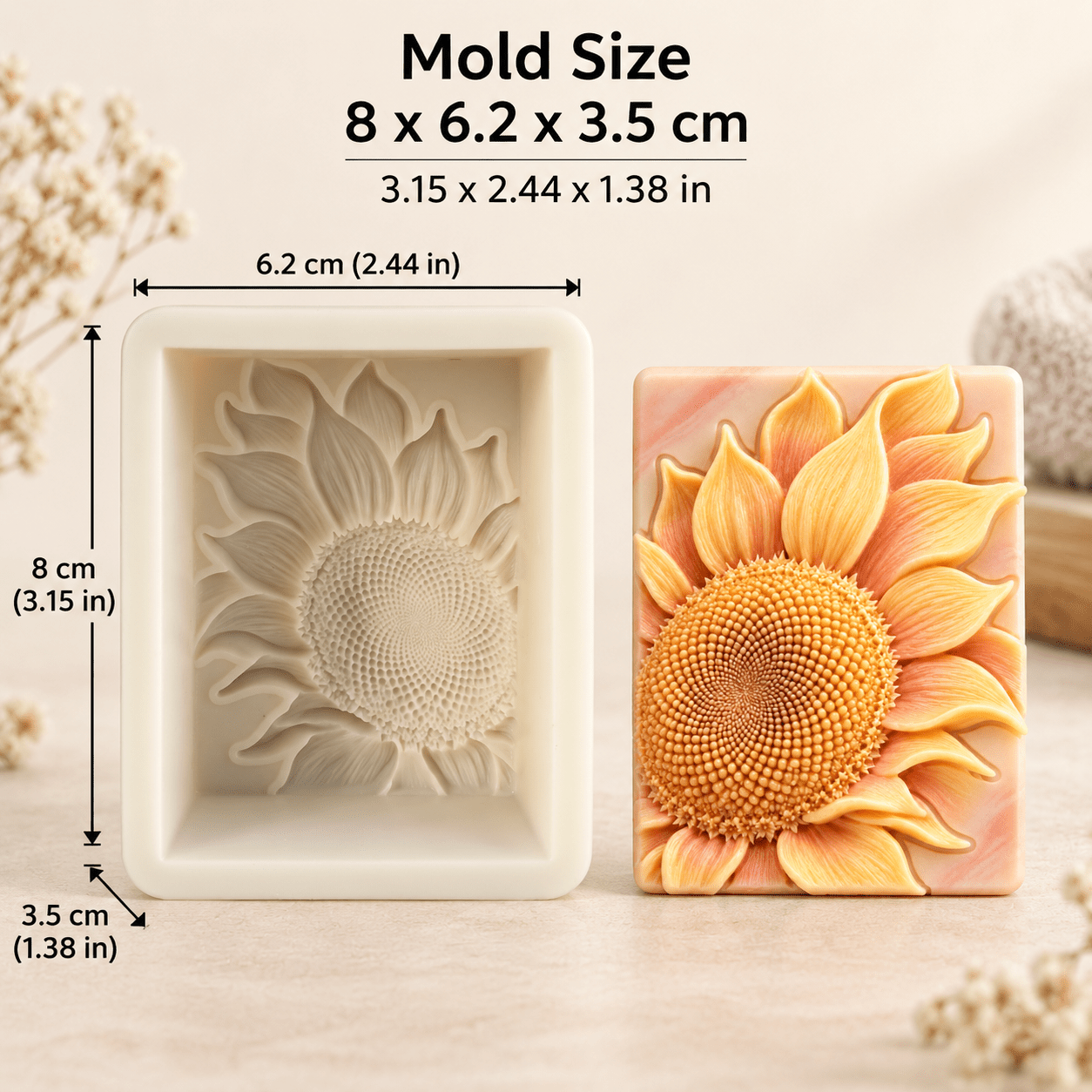 TEMU Molde de silicona a para manualidades de jabón/vela/resina epoxi/arcilla con forma de 3D y rectángulo - Multiusos, adecuado para velas