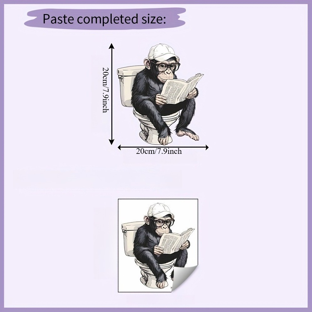 2d Flat - 2d Flat - A Removable Pvc Sticker For A 2d Monkey-themed Toilet Seat, Featuring Animal Patterns And Self-adhesive Design