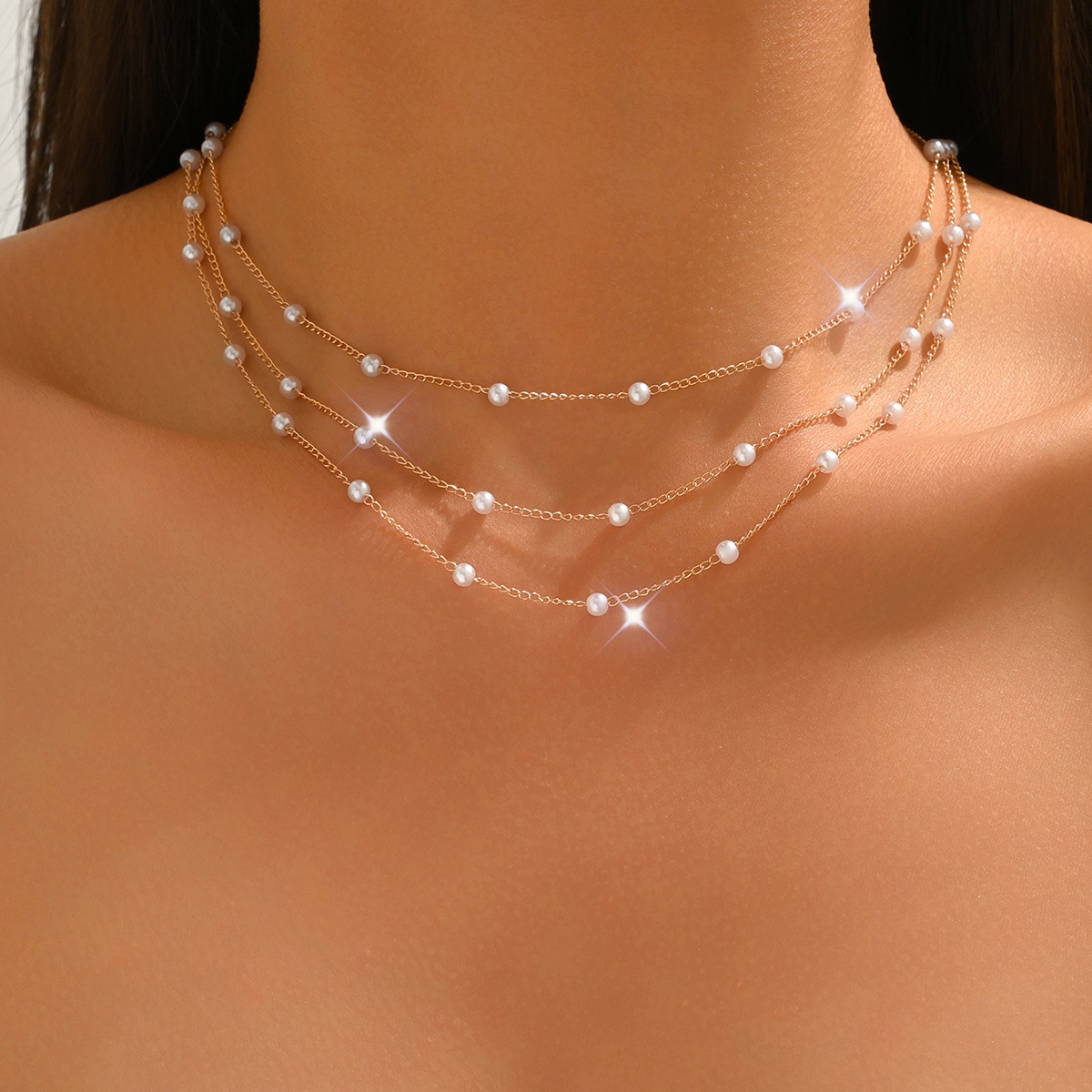 TEMU 1 collar de perlas de minimalista y elegante para mujer, con cadena ajustable de , ideal para uso diario, fiestas de vacaciones, regalo de San