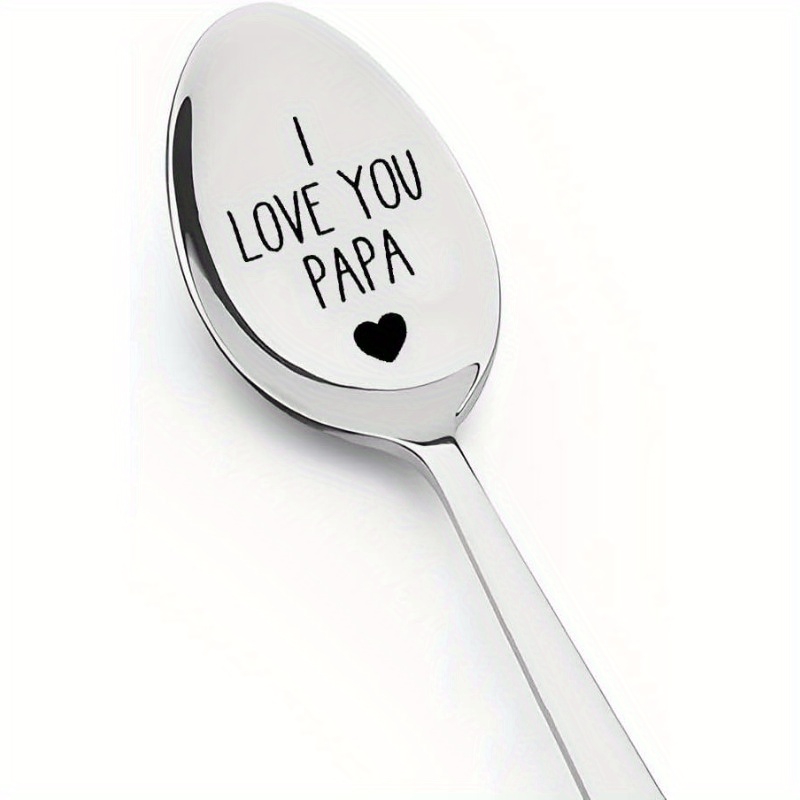 TEMU Langer Edelstahllöffel, Ich liebe dich. Geschenk für Vater, Großvater, Herrenlöffel. Geschenk zum Vatertag, Geburtstag, Eiscreme- Kaffeelöffel