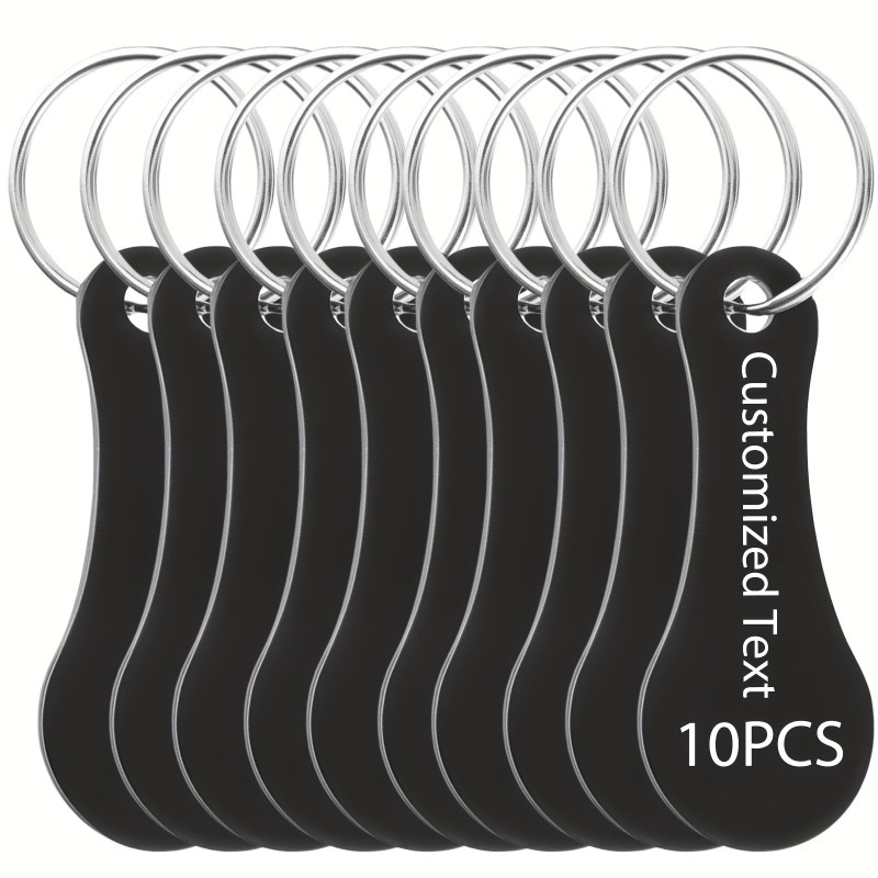 Image of 10 Custom Black Stainless Steel Keychain Supermarket Trolley Anti-lost Tag Keychains, Personalized Supermarket Trolley Tokens