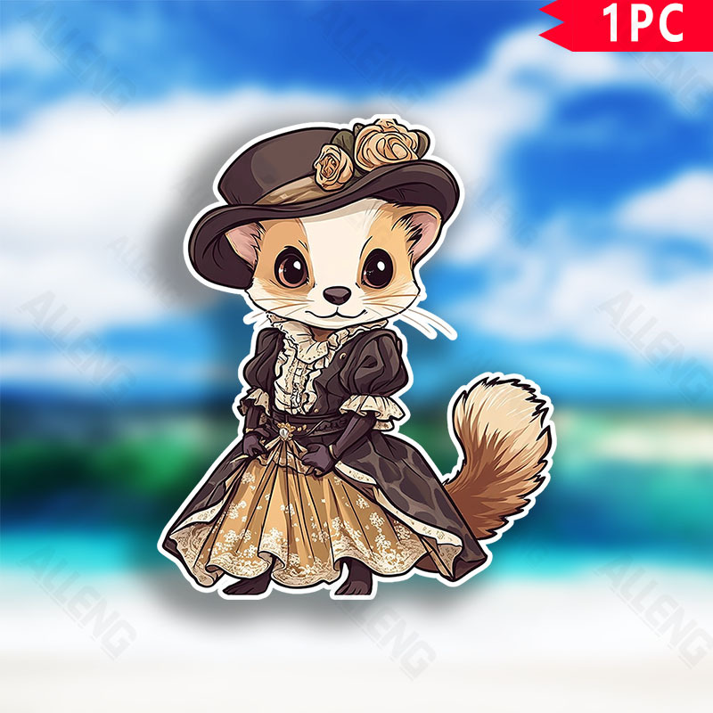 pieza pegatina vinílica mascota victoriana chibi ferret Temu