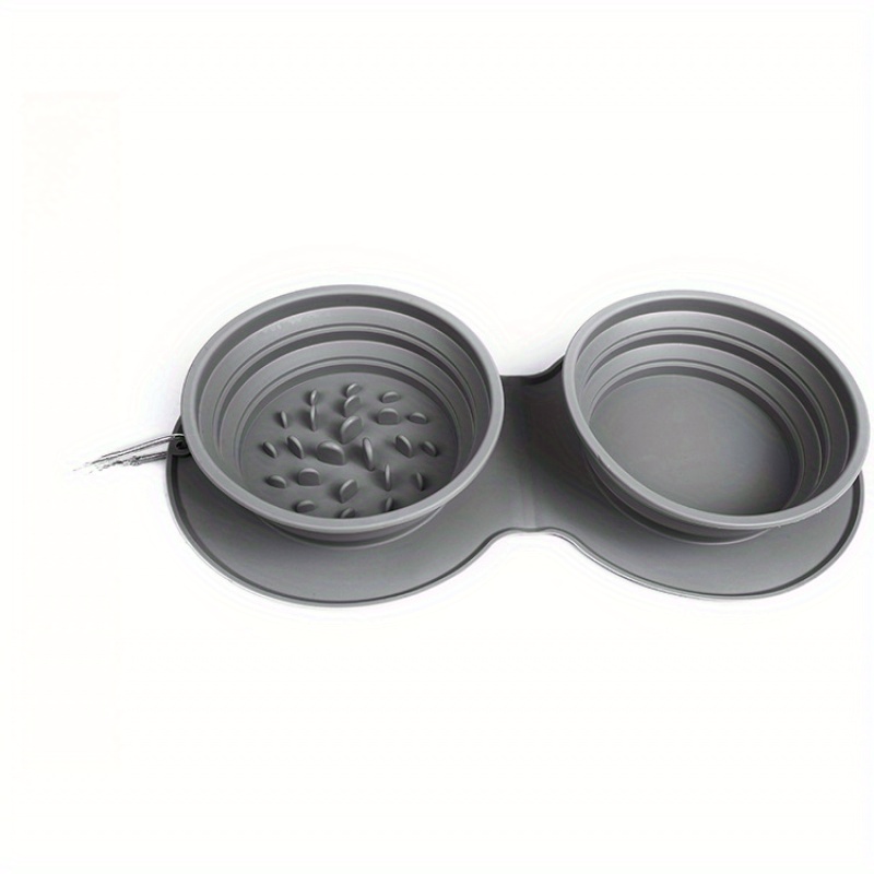 Image of 1pc Foldable Pet Bowl Dual Dish Anti-choking Design, Portable Dog Food Bowl Travel, Collapsible Pet Feeding Dish.