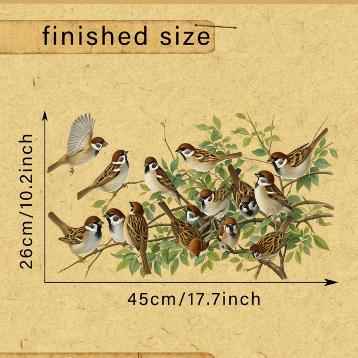 TEMU 2d Flat, 1pc 2d Flat Printed Realistic Style Sparrow On Branch Window Cling, Decorative Sticker For Living Room, Bedroom, Dining Room, Study,