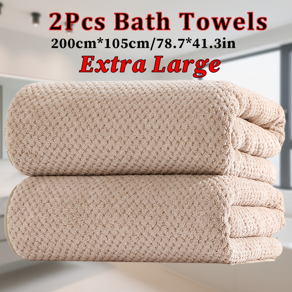 2pcs Extra Large Bath Sheets Set,2pcs Extra Large Bath Towel 200cm*105cm/78.7*41.3in, Pineapple Checkered Pattern,microfiber Material, Suitable For Shower, Hotel, Camping, Sauna