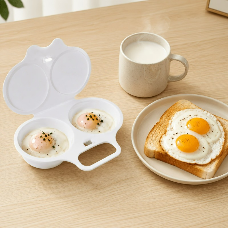 TEMU 1pc Multifunctional Microwave Double-compartment Steamer, Quick Cooking Tray, Quickly Making Tender And Smooth Eggs, Easy To Demold And Clean,