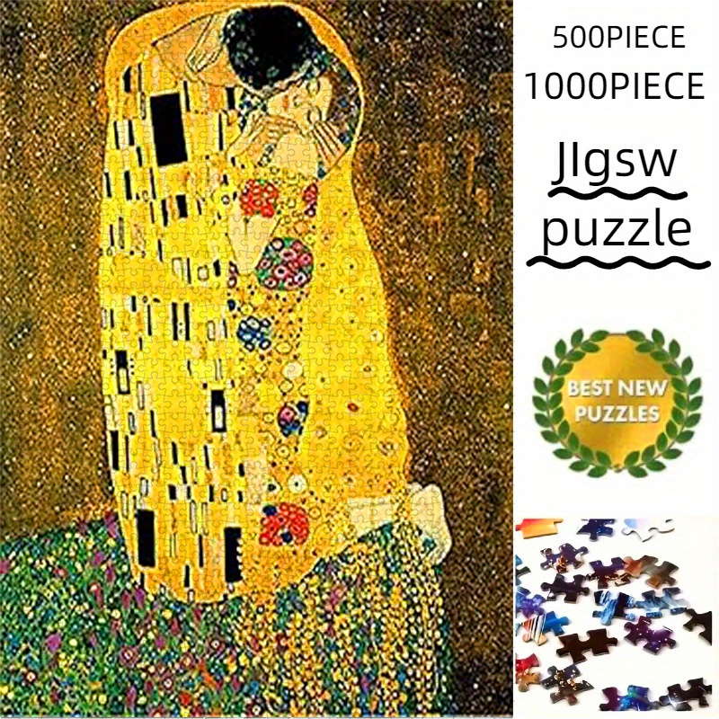 TEMU 1000/500pcs Paper Puzzle, Klimt's "" Oil Painting Replica, Suitable For Time Puzzles, Couple Date Puzzles, Friend Gatherings, Valentine's Day