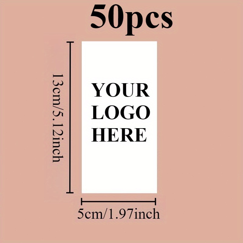 TEMU Autocollants 50/100/200/500 pièces avec logo personnalisable et résistants au soleil - Tailles 4*9cm / 5*13cm, Étiquettes rectangulaires