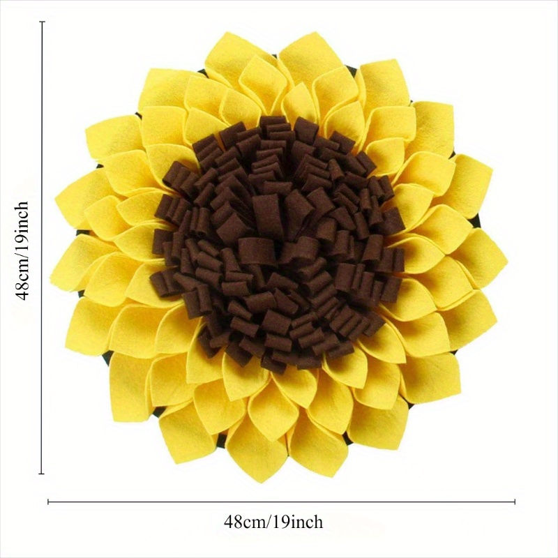 TEMU Sunflower - 19x19 Inch Interactive Slow Feeder & Enrichment Toy, Felt Material, Machine Washable, Ideal For Small To Medium Breeds