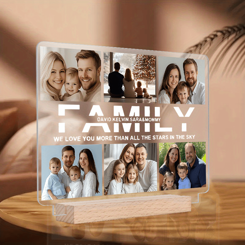 TEMU Placa Acrílica Personalizada 2D , 1 Pieza con Foto y Texto Personalizados, Letrero Decorativo para Escritorio con Tema Familiar, Ideal para