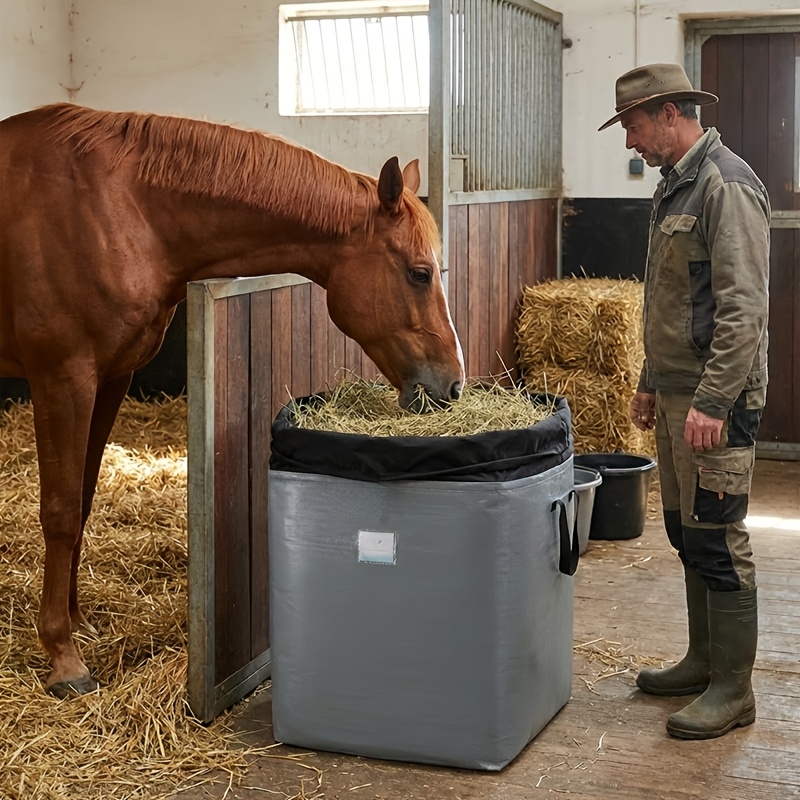 TEMU 137-liter Large Capacity, 27.56x19.69x15.75 Inches Large Horse , Cow And Sheep , Hay Feeder, , Horse Food Storage And Transport