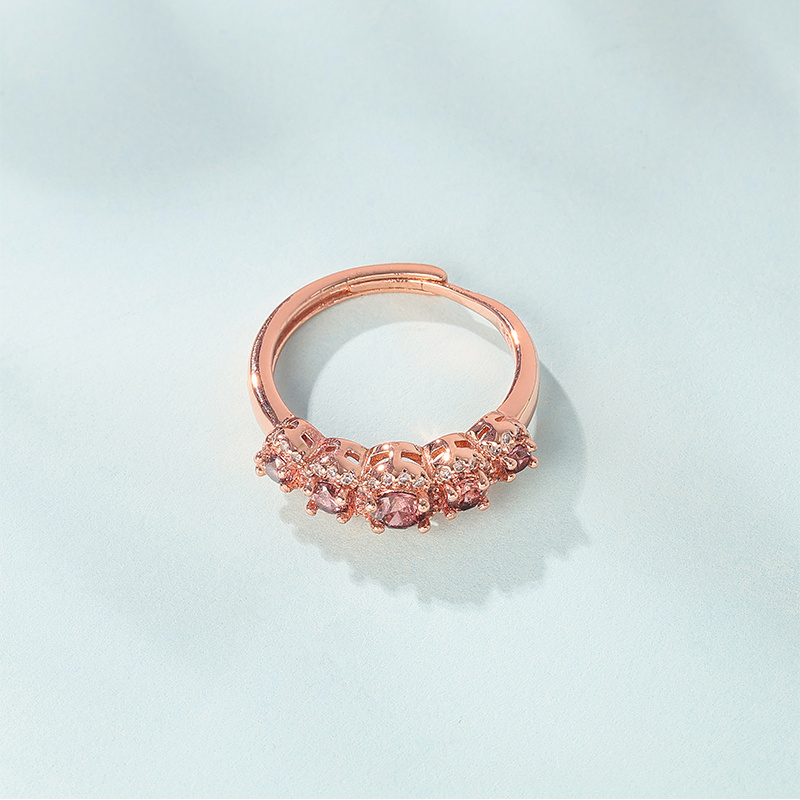 925 Silver Rose Gold Garnet Ring with Zirconia - Gift for Her