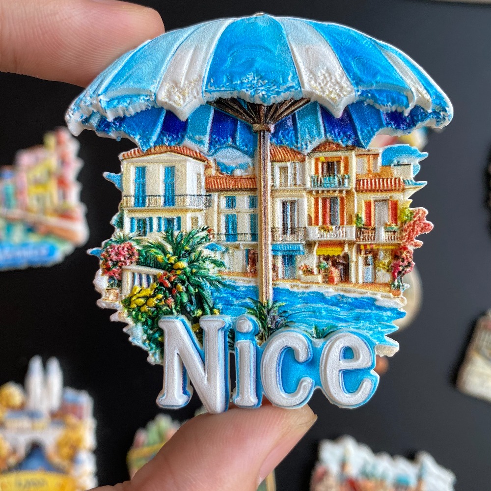 TEMU 2d Flat Acrylic Fridge Magnet - French Nice City Resin Magnet, Home & Kitchen Decoration, 2d Refrigerator Magnet, Nice France Travel Souvenir,