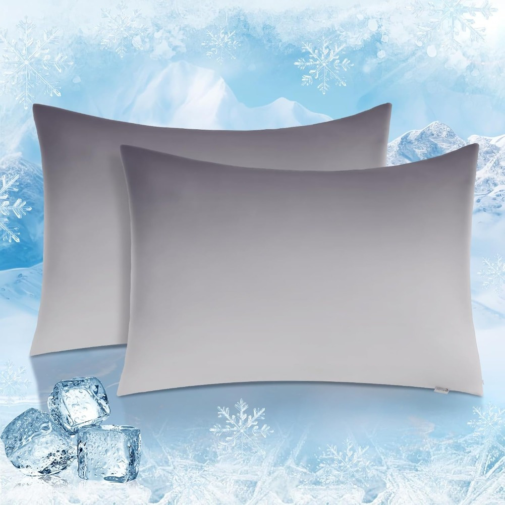 TEMU 2pcs Cooling Pillowcases, Q-max>0.15 Gradient Cool Pillowcases For Hot Sleepers With Hair And Skin, Skin-friendly, Machine Washable Hidden