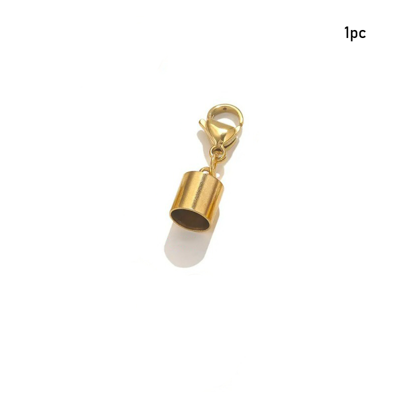 TEMU 1 ud. Tapas de de cordón de acero inoxidable, cierres, conector de punta de crimpado de cuero, adecuados para collar, pulsera, cuerda de cuero,