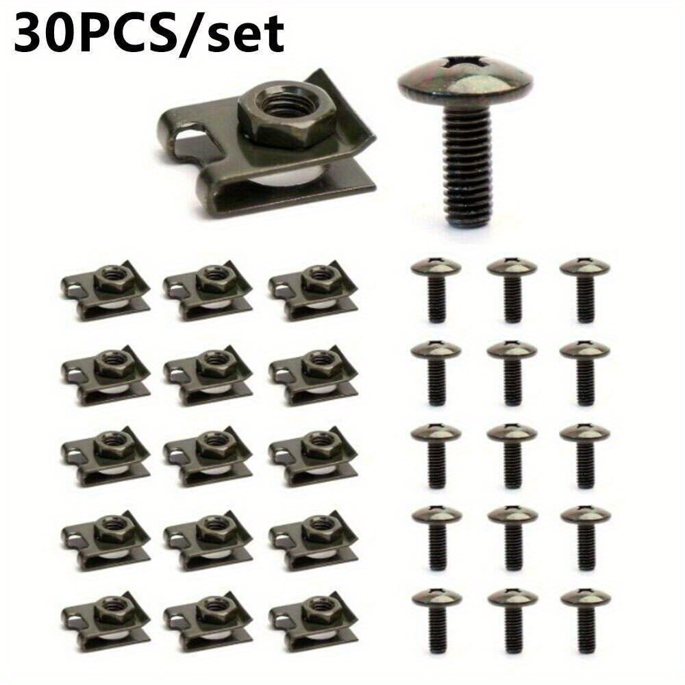TEMU Set Of 30pcs Of Large Screw Clips Made Of Metal, Designed For Securing Mudguards And Bumpers, Compatible With Brands Like For , For , For , For