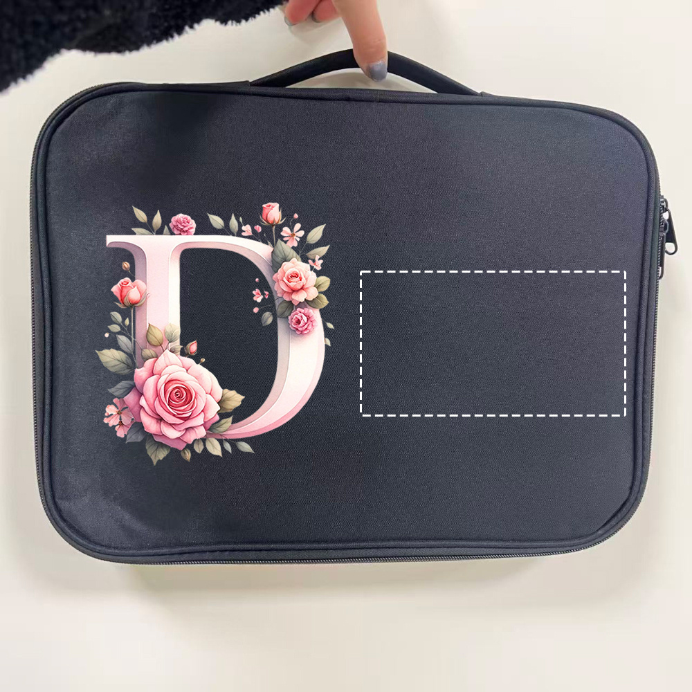 Custom Floral Initial Laptop Tote Bag with Monogram