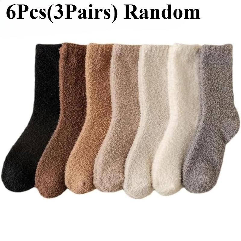 TEMU 6pcs (3 Paires) Chaussettes d'hiver chaudes et épaissement pour femmes, tissu avec un design élégant, parfaites pour se détendre à et pour un