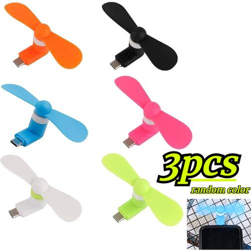 3 piezas mini ventilador tipo-c, ventilador portátil de con clip para escritorio, disponible en colores, para viajes de , un ventilador portátil para dispositivos móviles con conexión tipo-c, ventilador de regalo silencioso