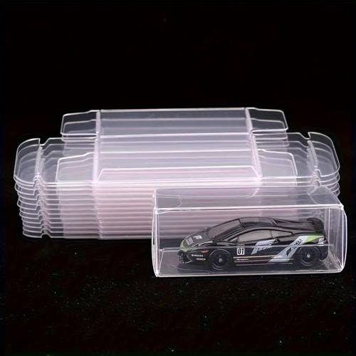 50 stück transparente pvc modell-displaybox, für 1/64 maßstab modelle, klar, quadratisch, kunststoff, geschenk-aufbewahrungsbox - mit deckel
