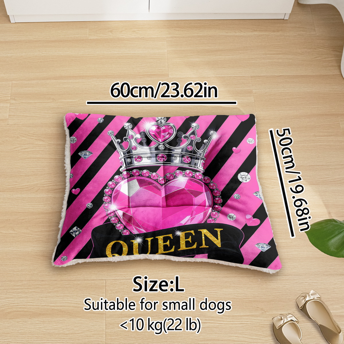 TEMU Pet Dog Bed Winter Large Dog Sofa For Medium Dogs Furniture Pink Crown Heart Soft Pet Mat Floor Pet Mattress Crate Pads For Dogs Kennel For