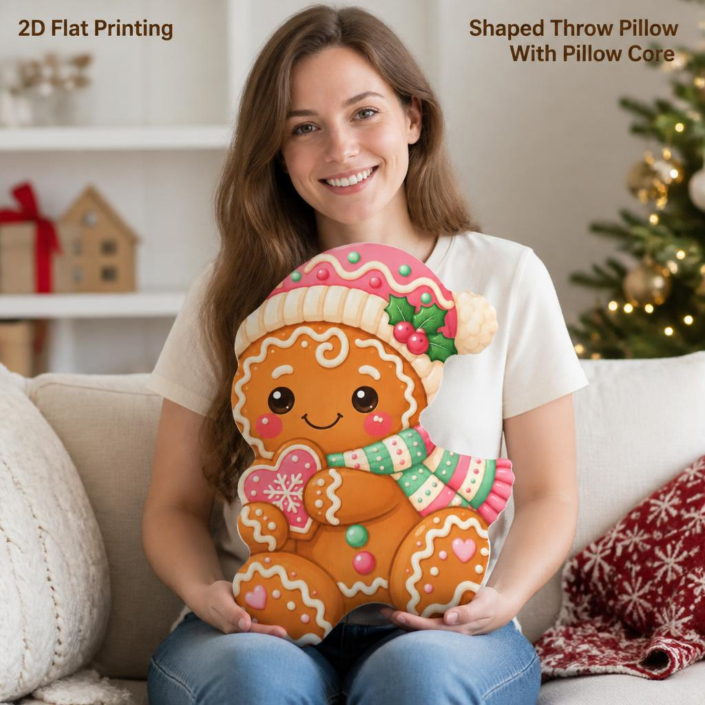 TEMU Christmas Gift 2d Flat Printing Shaped Stuffed Throw Pillow Decorative Cushion For Bedroom Sofa Christmas Party And Seasonal Holiday Decor